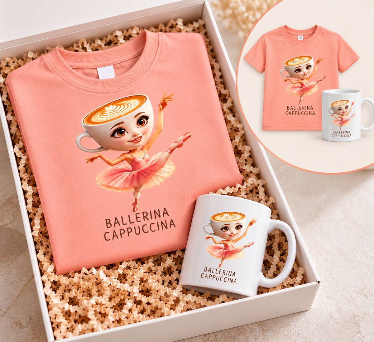 Tričko + hrnek 330ml - Ballerina Cappuccina